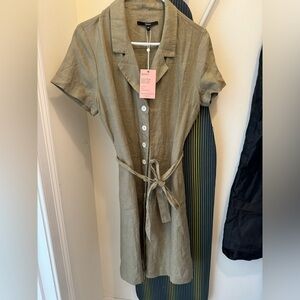 Quince 100% linen button front dress
